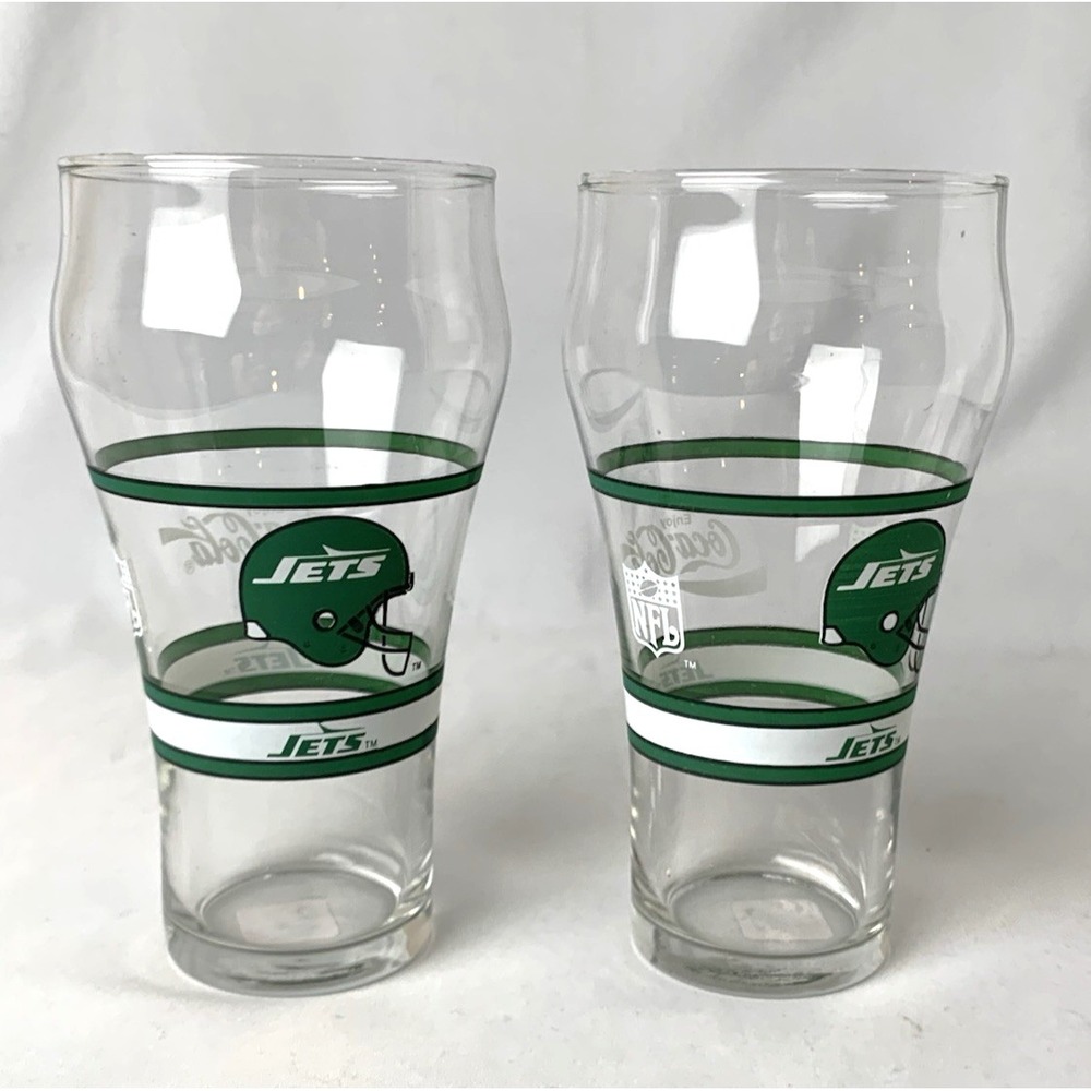 New York Jets NFL Drinking Glass Coca‎ Cola Set of 2
